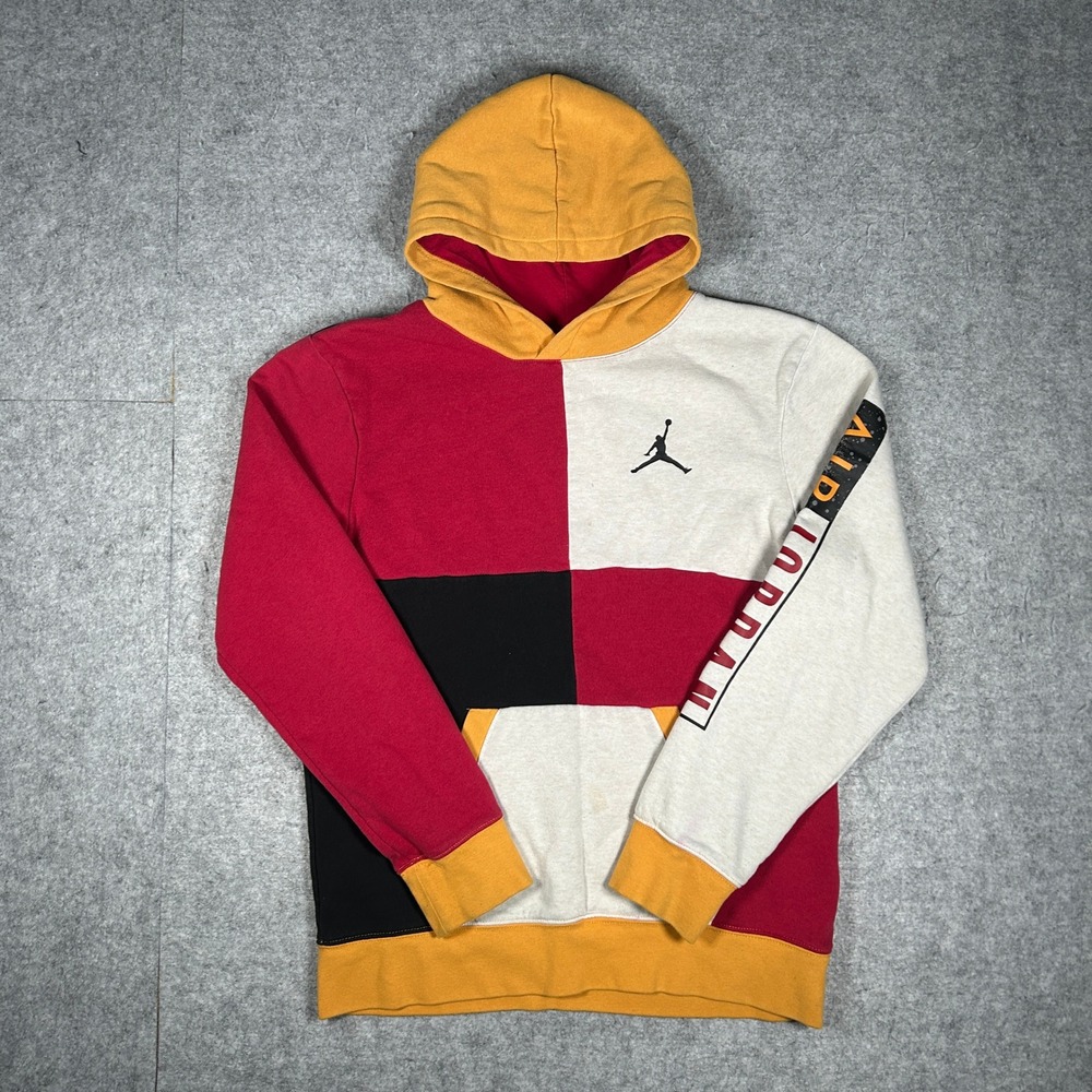 Jordan Hoodie Men small Multicolor Colorblock Jumpman Pullover Fleece Sweatshirt